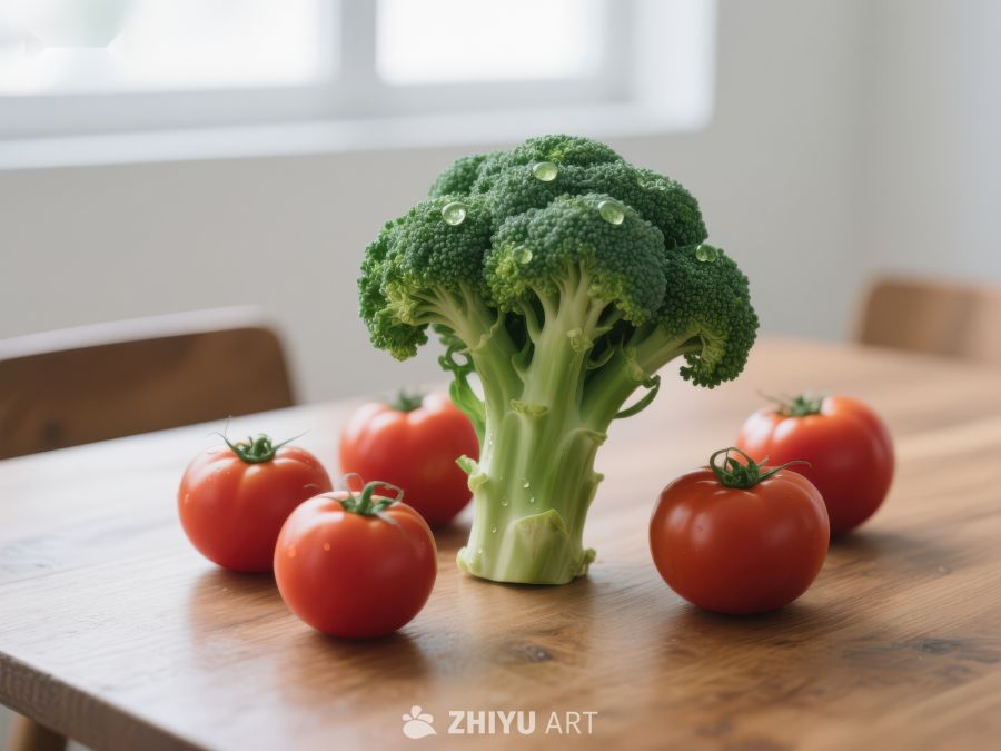 新鲜西兰花与樱桃番茄静物图 741