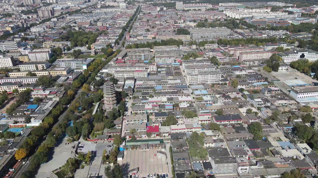 河北石家庄正定古城航拍