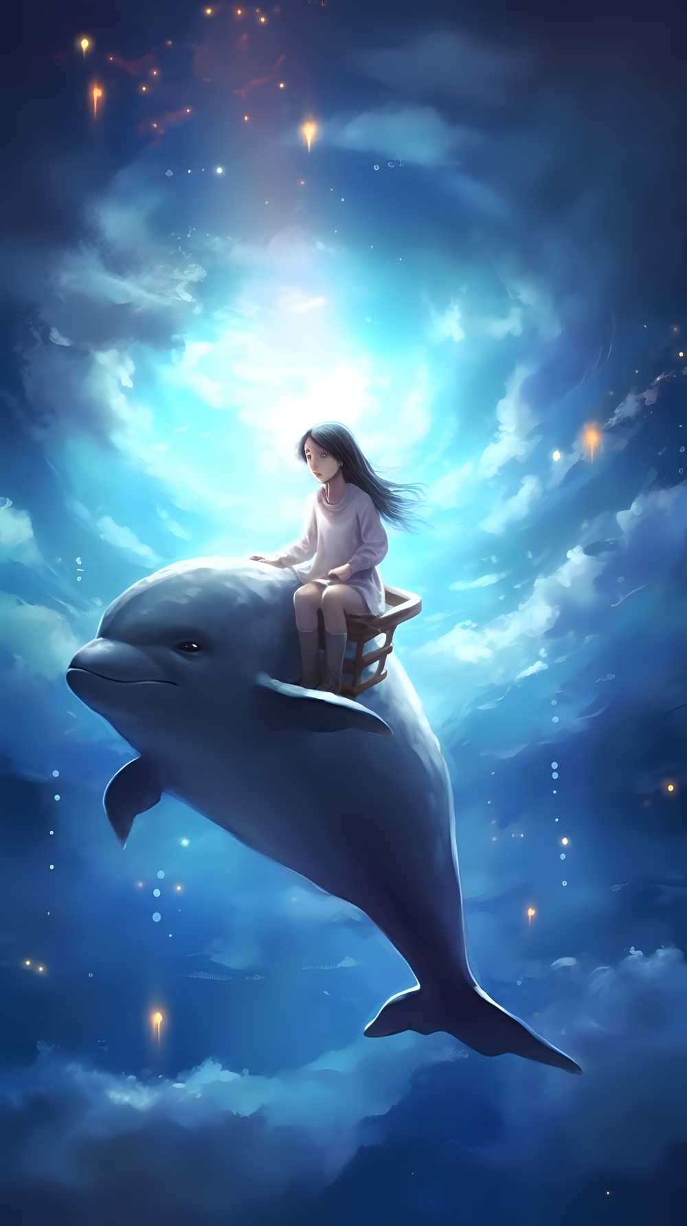 骑在海豚上的女孩，星星艺术团的风格