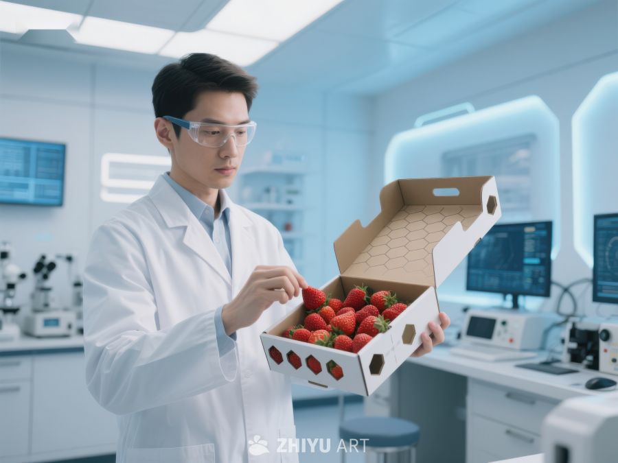 实验室研究员检查草莓质量 441