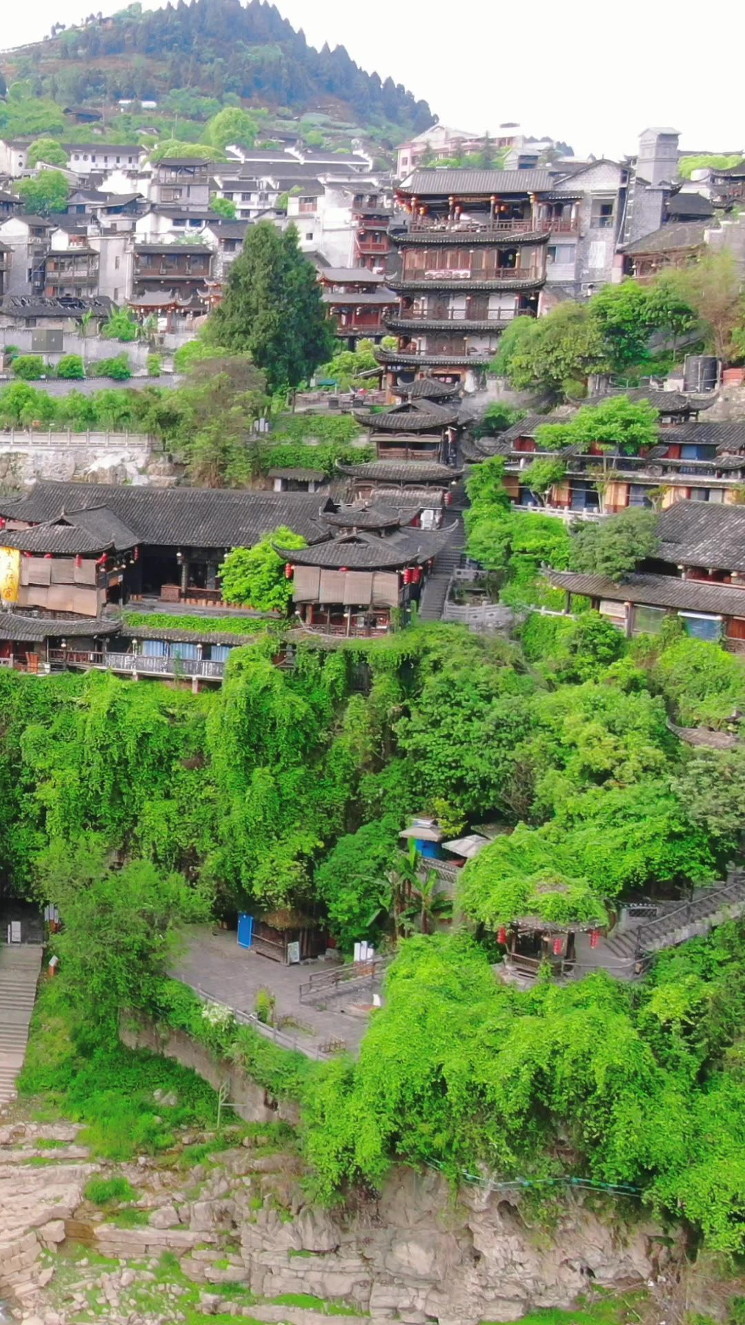 旅游景区湖南湘西芙蓉镇竖屏