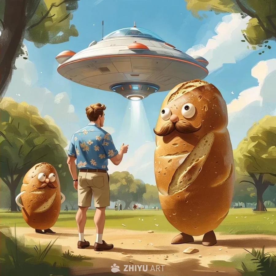 公园中央，一艘宇宙飞船降落。一位名叫布雷瑟顿的中年