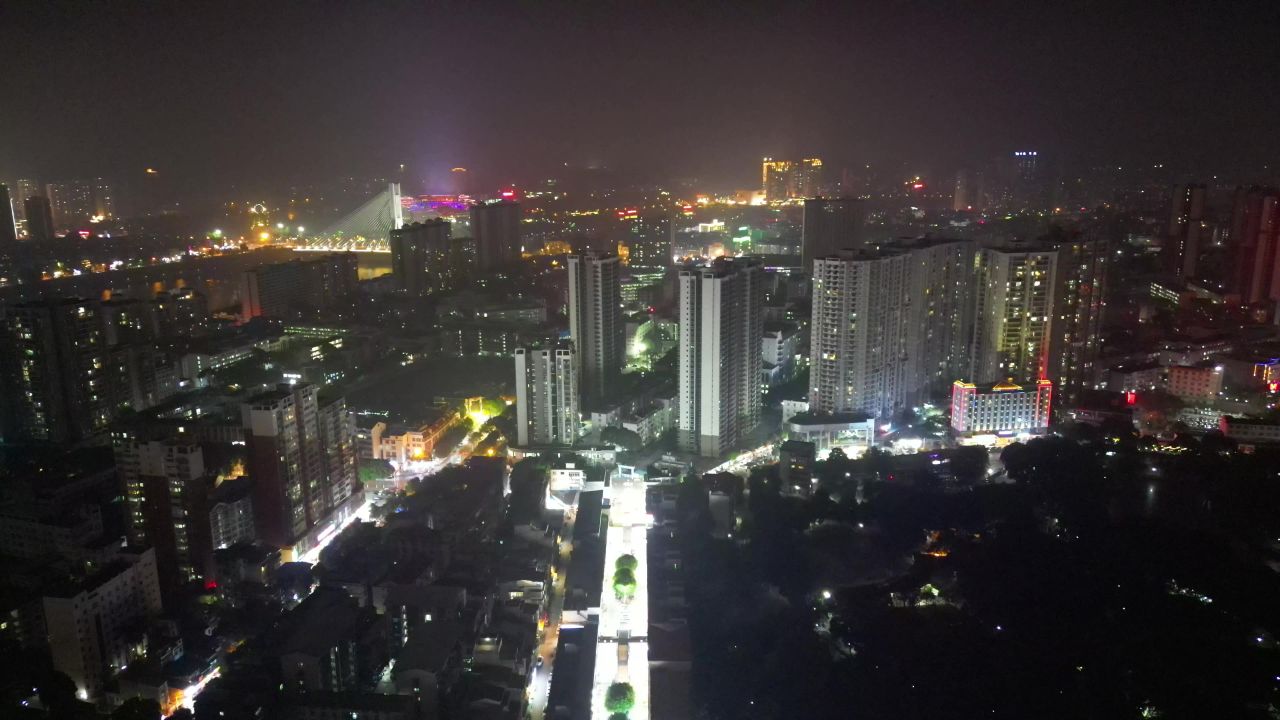 广西百色城市夜景灯光航拍