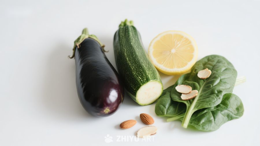 新鲜蔬菜与坚果静物组合