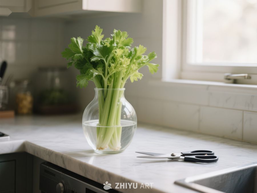 厨房窗台上的芹菜花瓶 77
