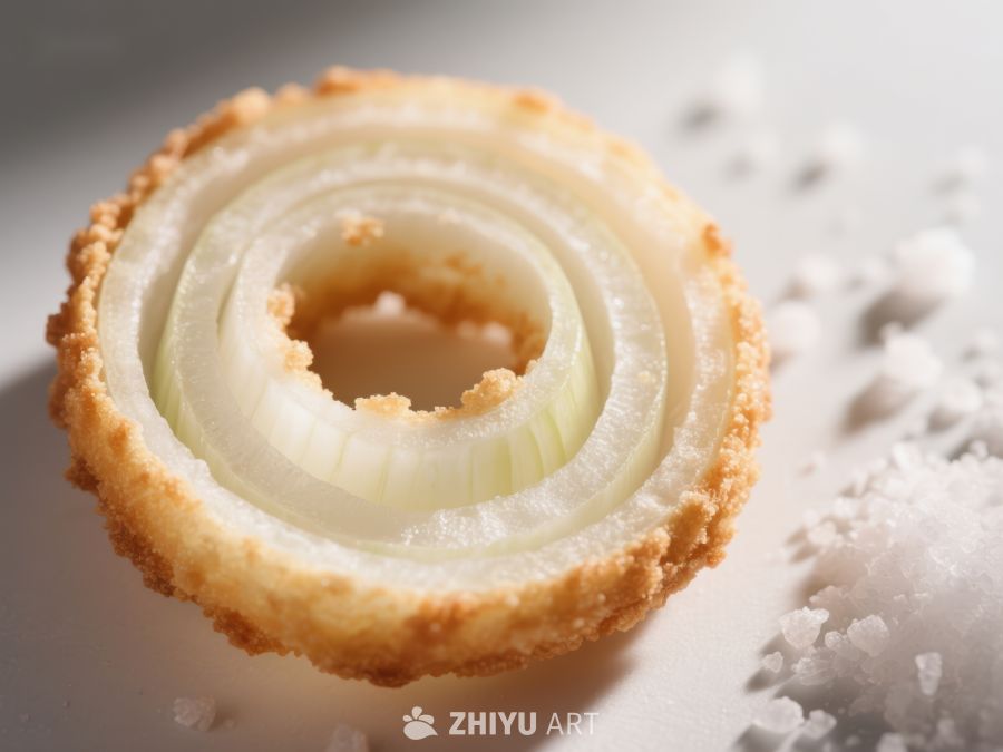 金黄酥脆的洋葱圈特写