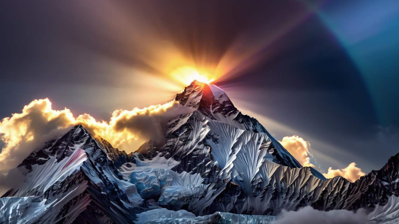 珠穆朗玛峰喜马拉雅山脉航拍日出日落云海延时 22