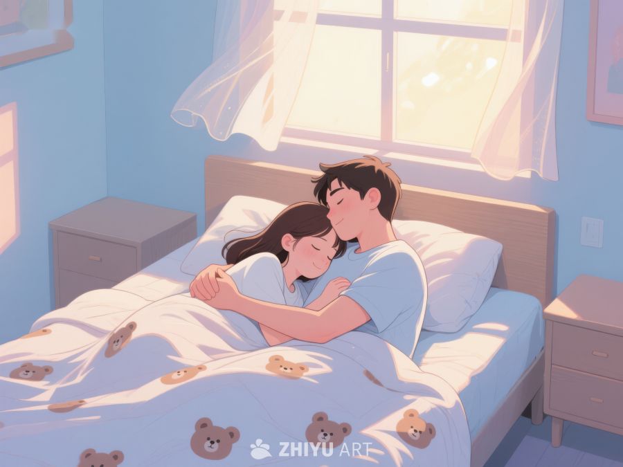 温馨卧室中的甜蜜拥抱 801