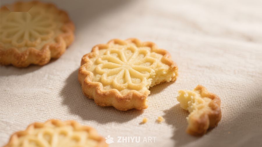 酥脆饼干上的精致花纹