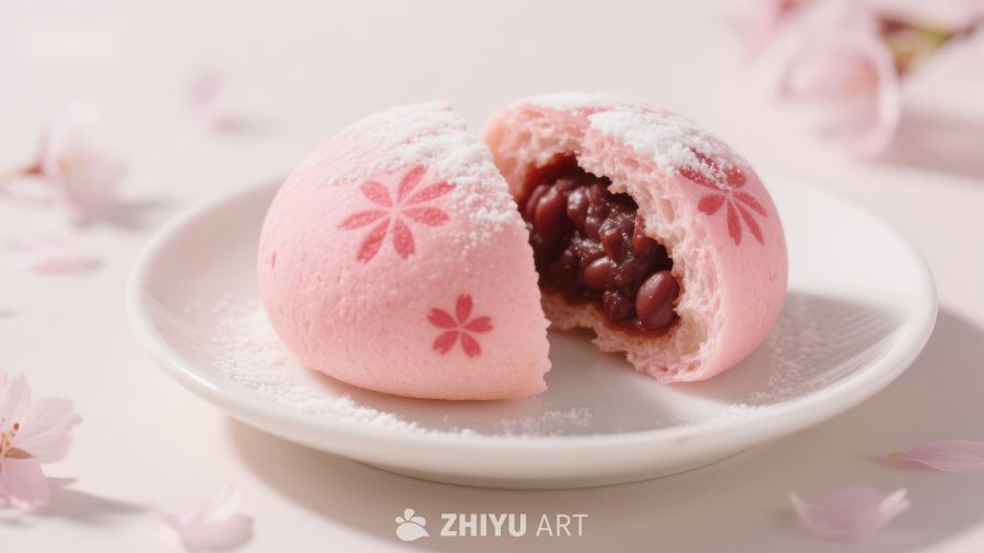 樱花粉团，红豆馅心