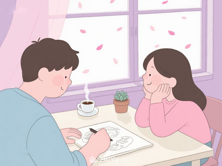 窗边的温馨时光：绘画与咖啡 63