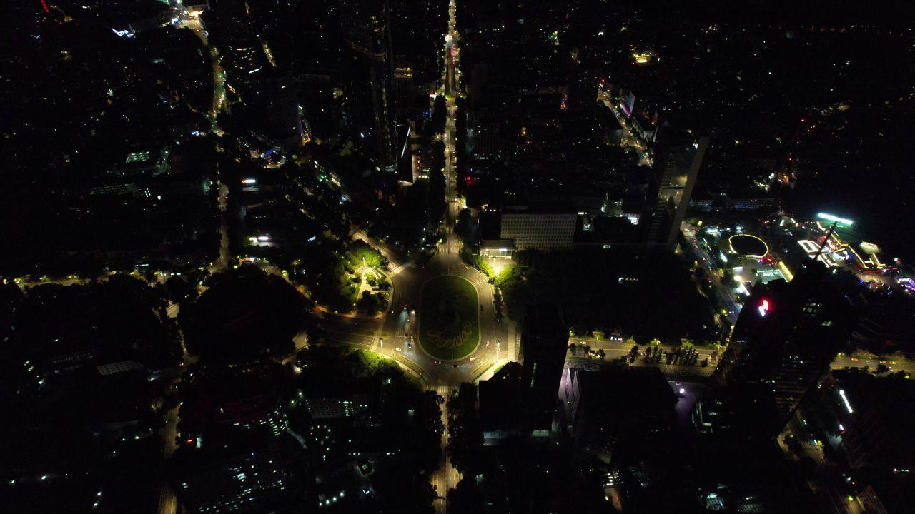 江苏南京城市夜景灯光航拍 