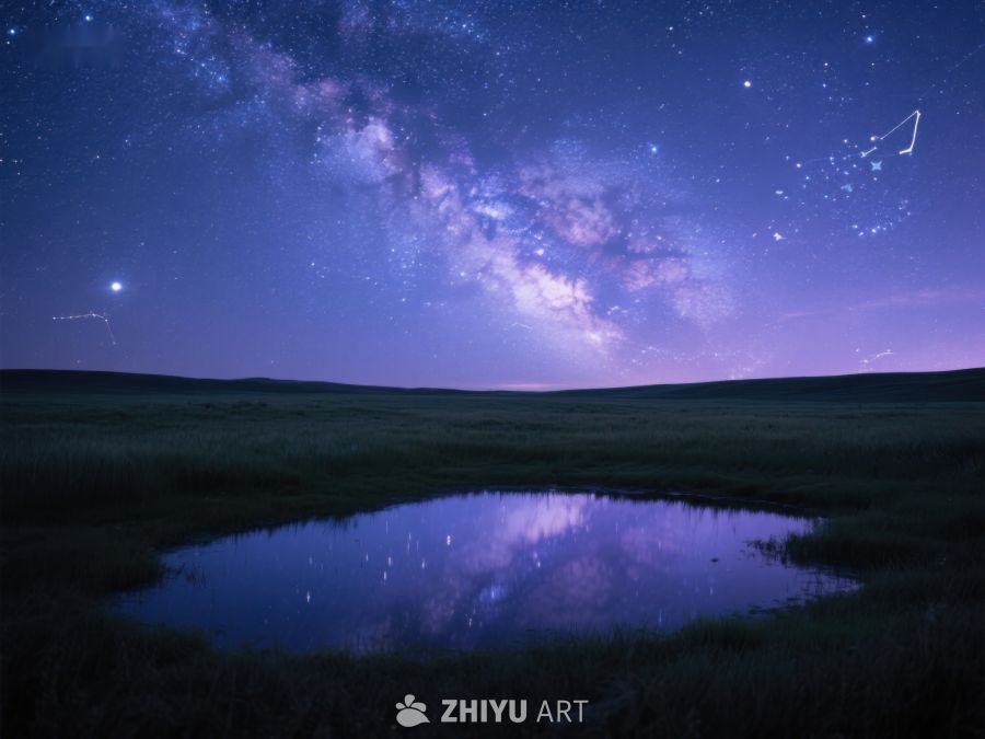 银河映照池塘，夜空璀璨 539
