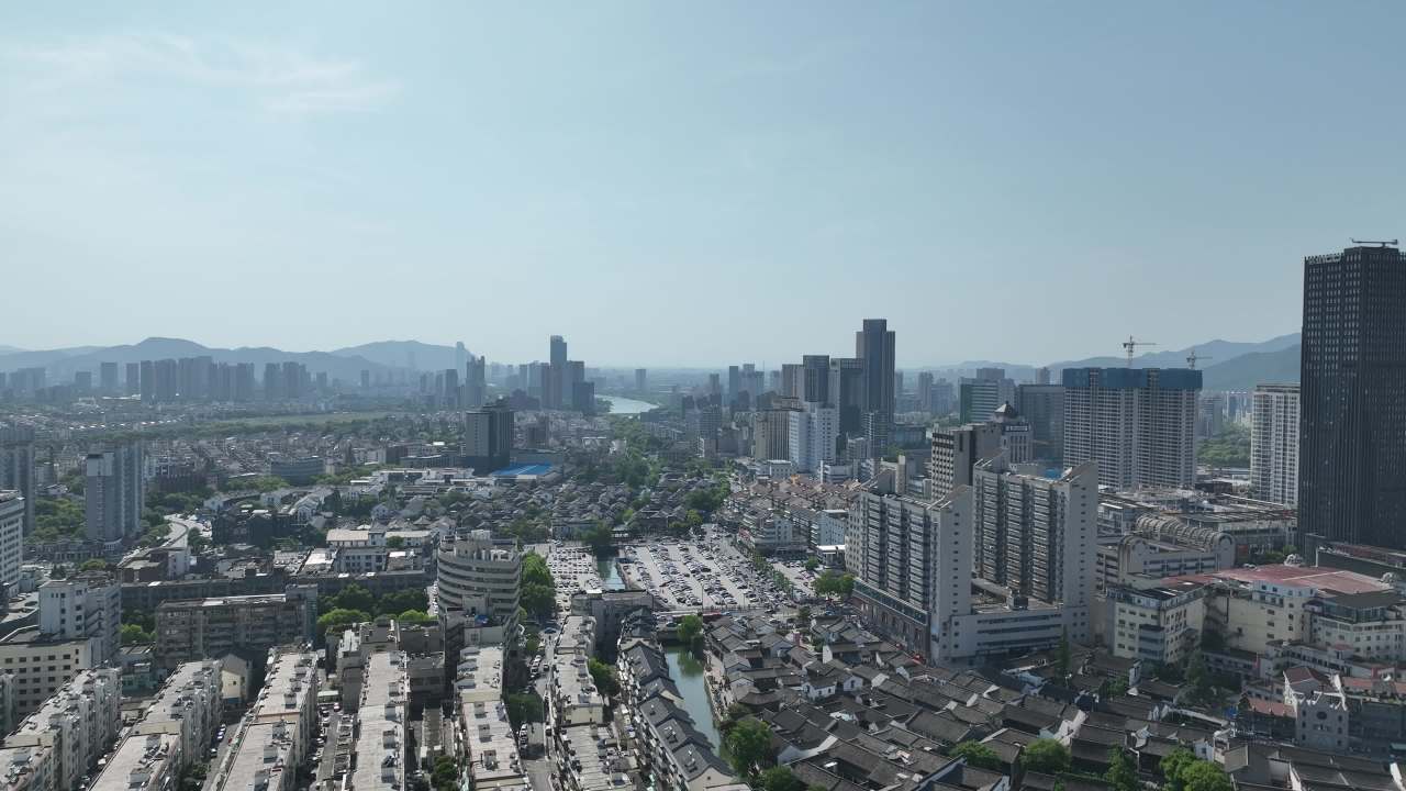 4K航拍浙江湖州城市建筑风光大景 4