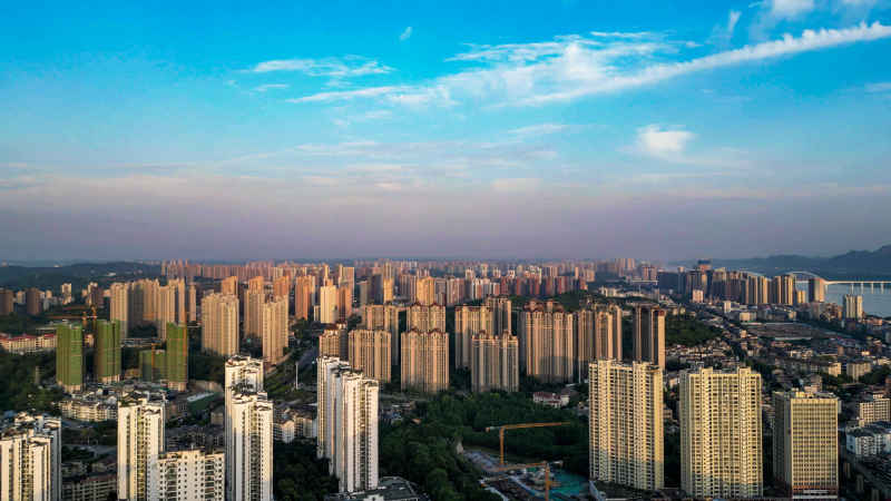 航拍湖北宜昌 城市风光  