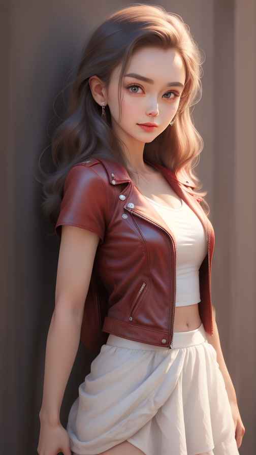红色皮衣美女