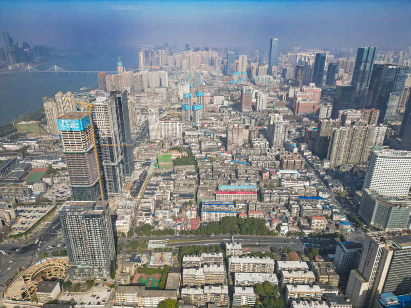 湖南长沙城市风光航拍摄影图
