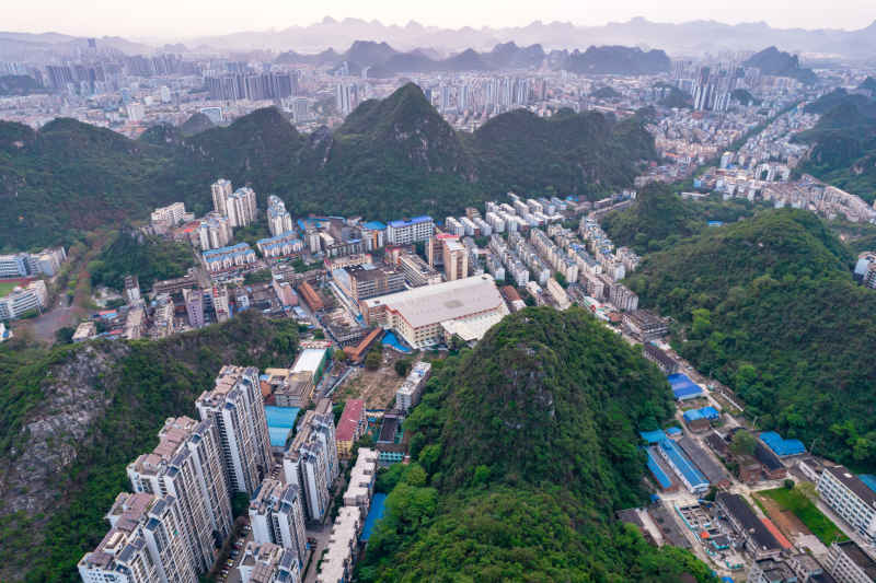 柳州城市清晨风光航拍