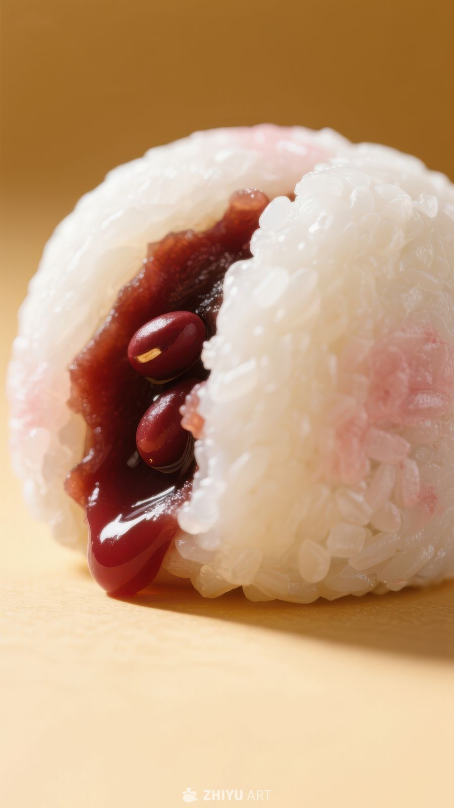 红豆馅糯米团特写