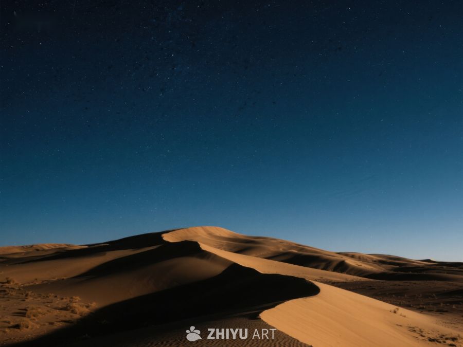 夜幕下的沙漠沙丘 500