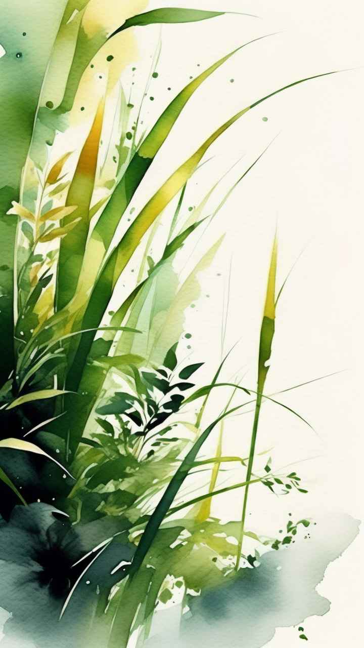 绿竹水墨插画背景图 76
