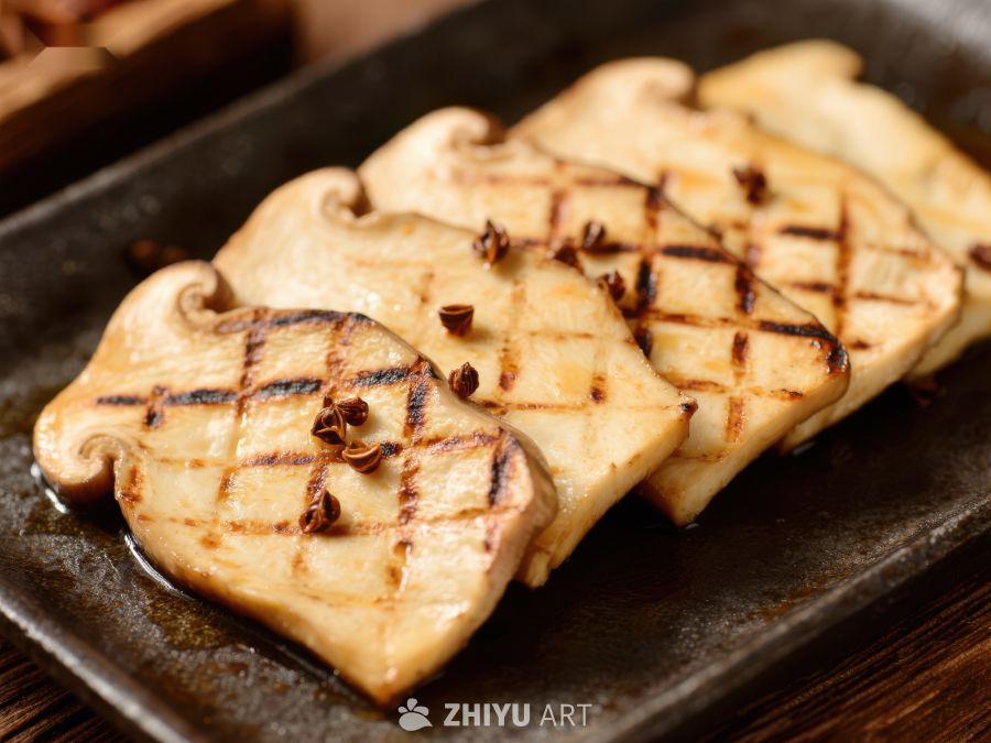 烤制杏鲍菇，表面焦香诱人 635