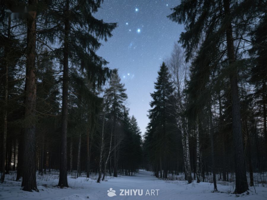 冬夜森林，星光闪烁 12