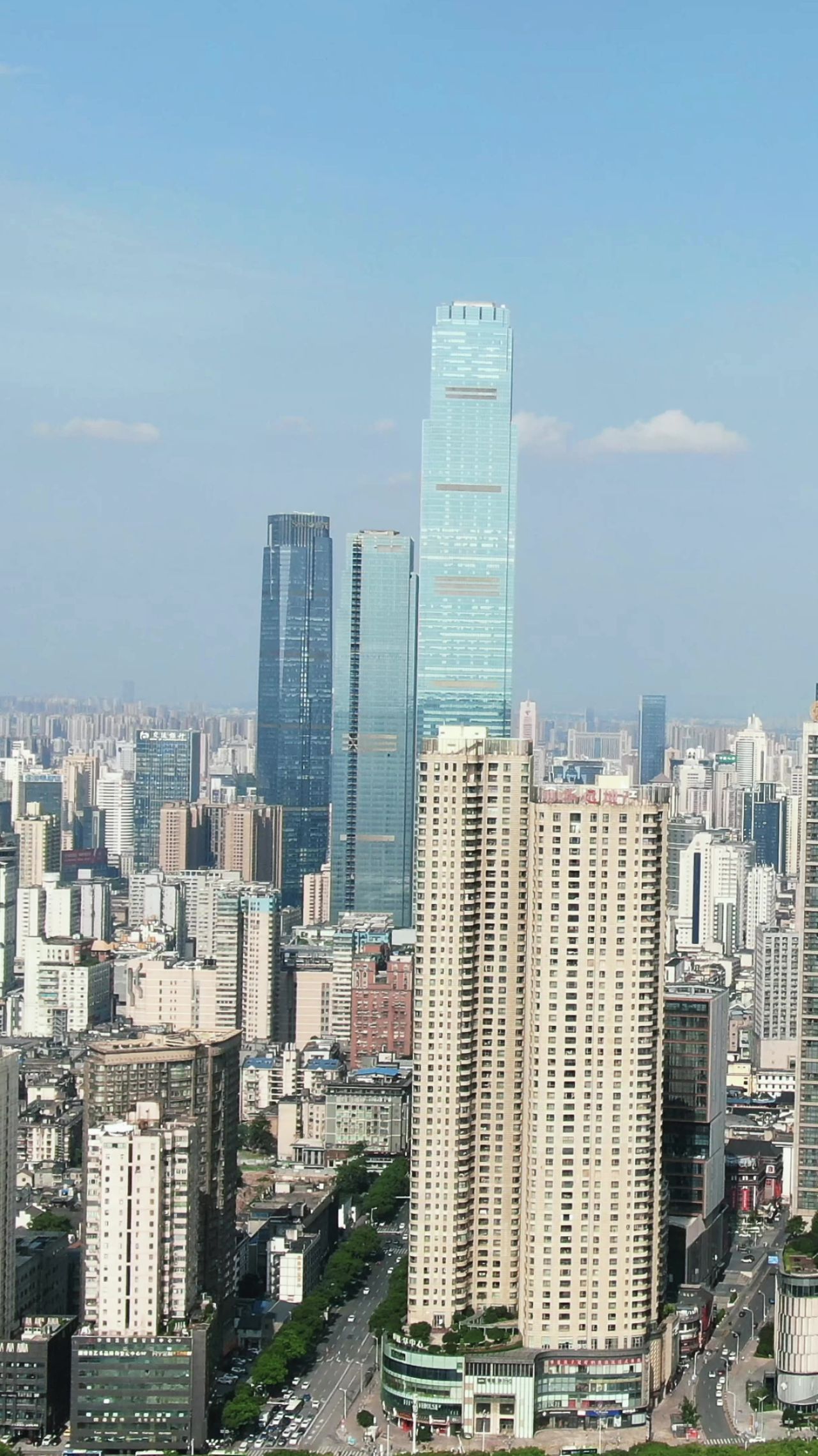 城市航拍湖南长沙CBD竖屏 
