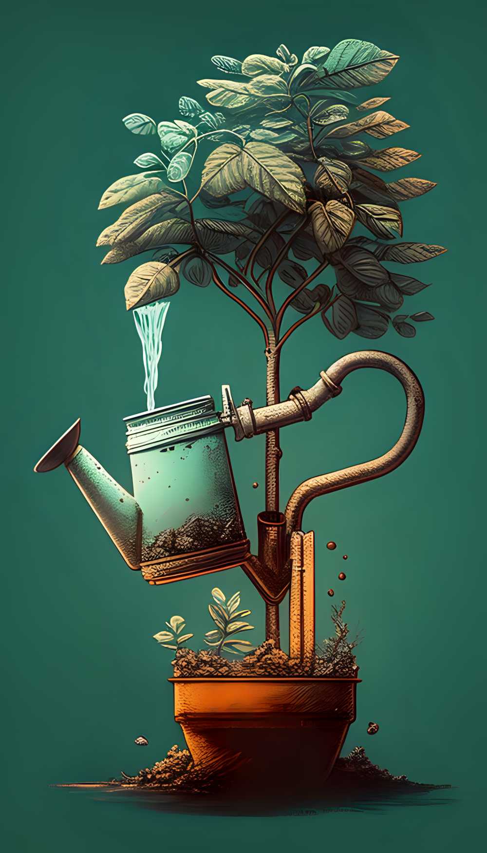 创意艺术画面劳动植树