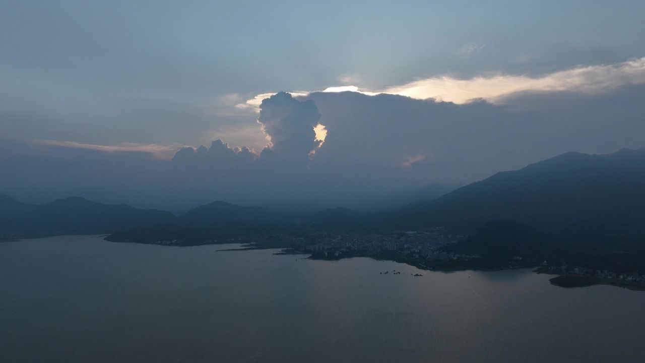石竹山无人机日落云海延时