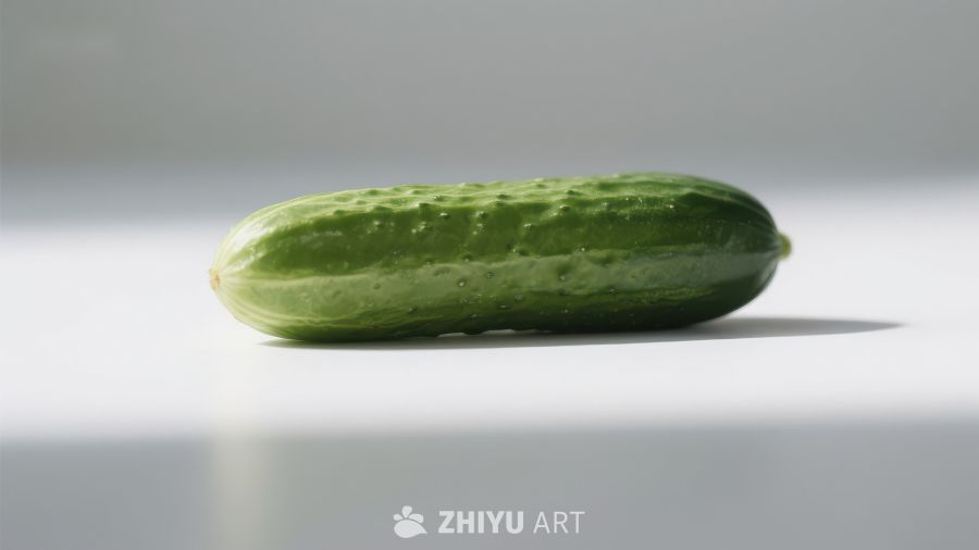 新鲜绿色黄瓜静置在白色背景上