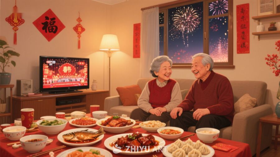 老夫妇共度温馨年夜饭 606