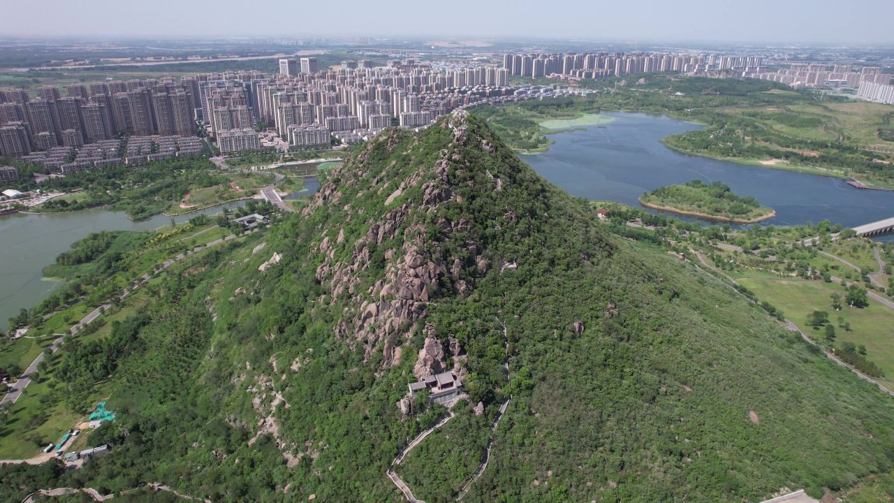 山东济南华山湖风景区航拍  
