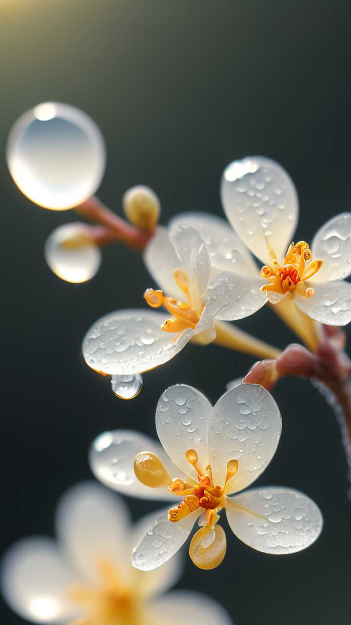 桂花水滴近景