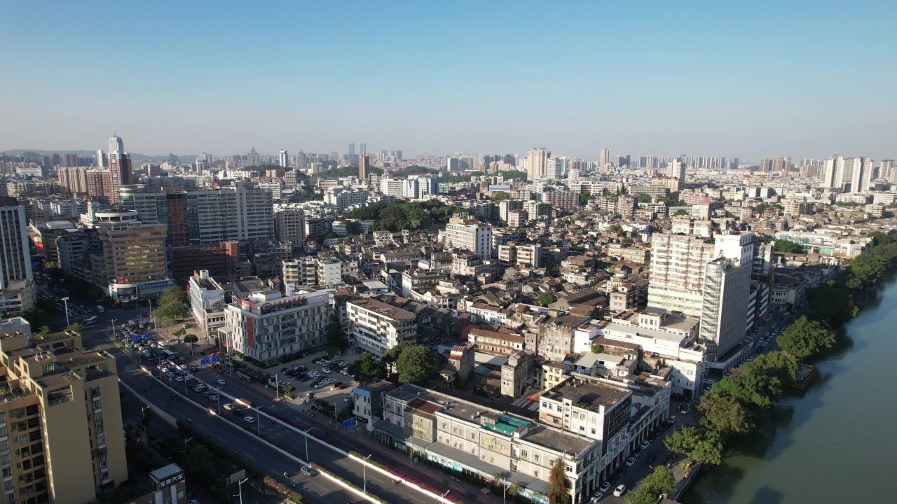 广东江门城市建设航拍 