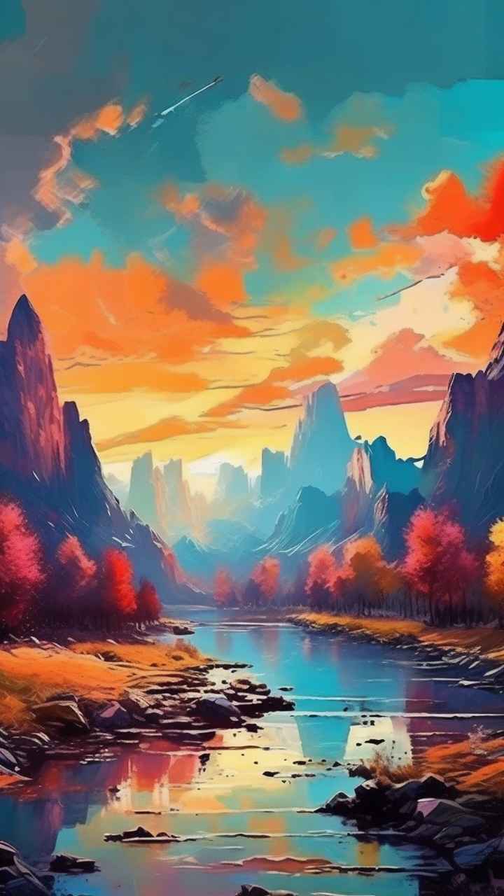 印象派风景色彩丰富的天空 28