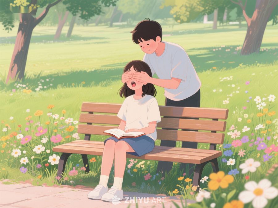 公园长椅上的温馨互动 222