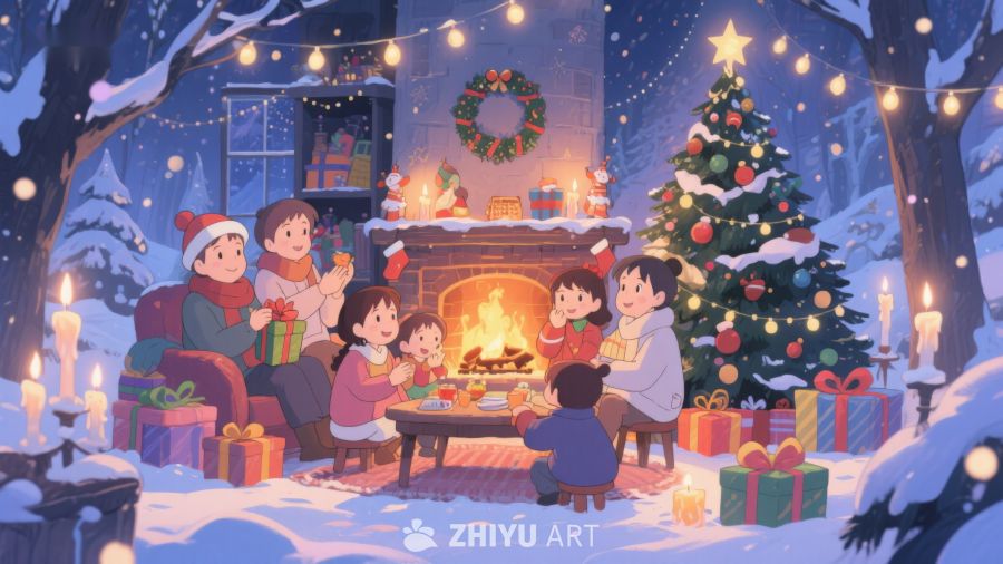 冬夜家庭围炉共庆圣诞 44