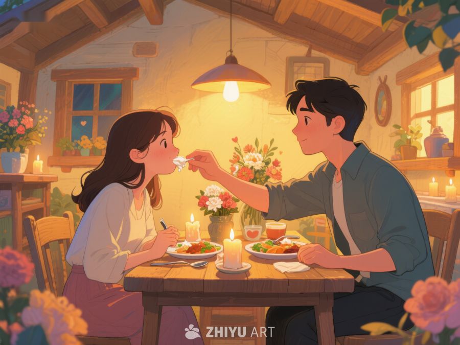 温馨晚餐：情侣共度美好时光 834