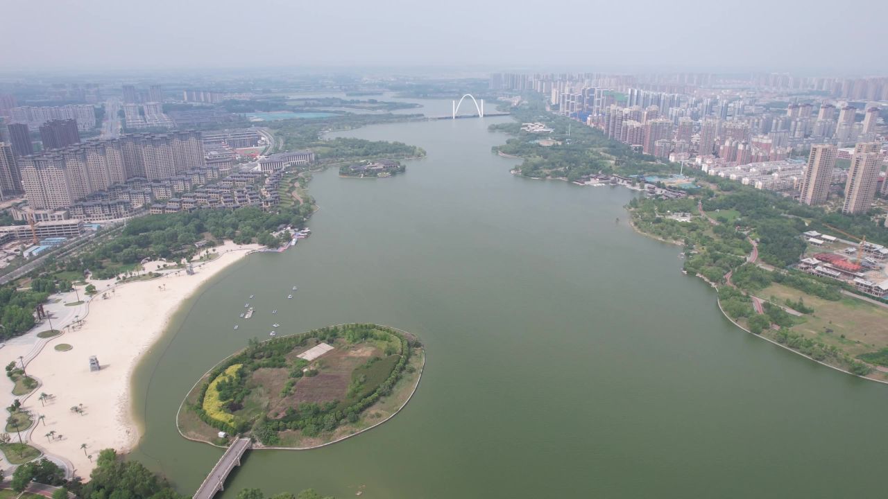 航拍河南开封西湖公园