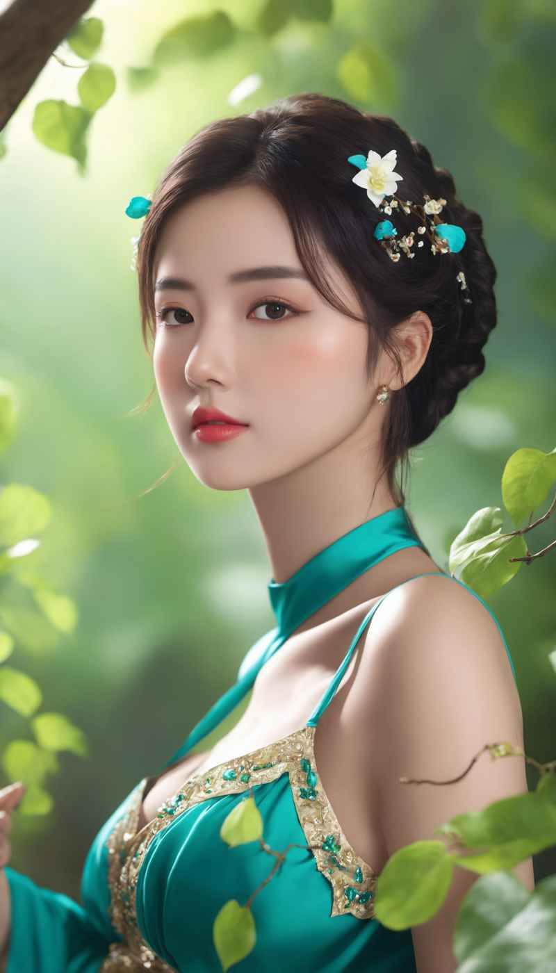森林系白色连衣裙美女拍色 76