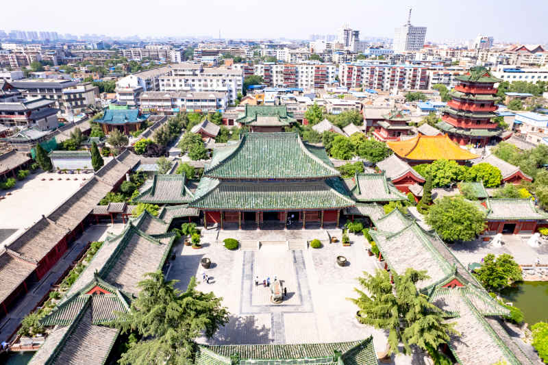 河南开封城市风光地标建筑旅游景区航拍图 