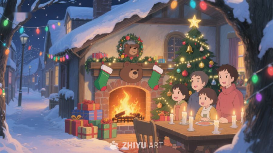 温馨圣诞夜，家庭共聚晚餐 284