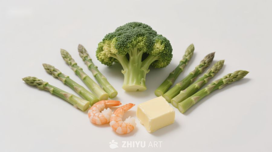 西兰花芦笋虾仁与黄油