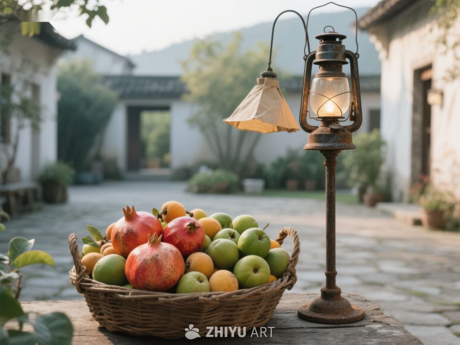 古灯旁的水果篮 257