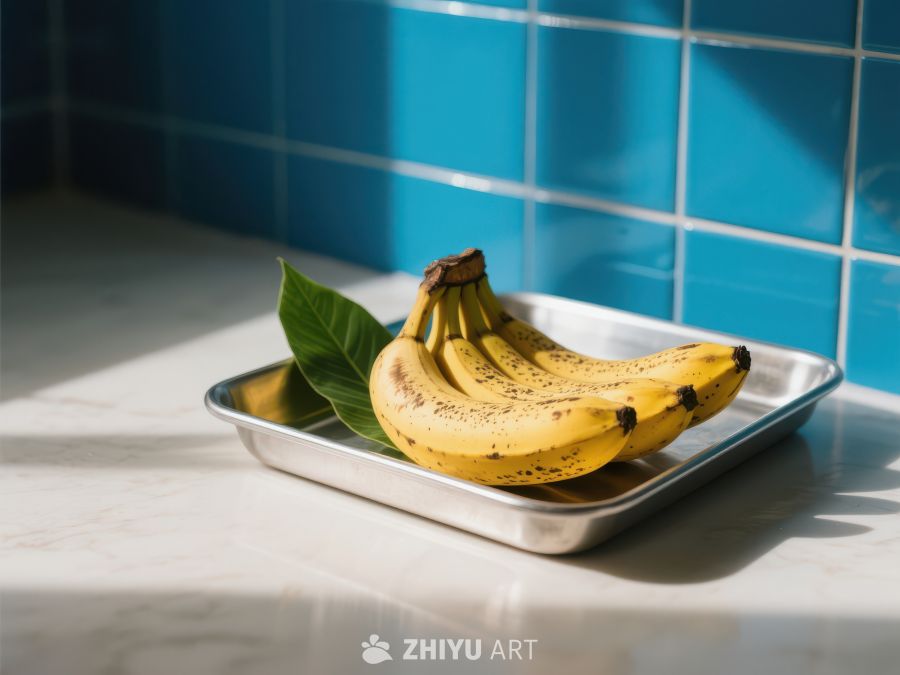阳光下的香蕉与绿叶 737