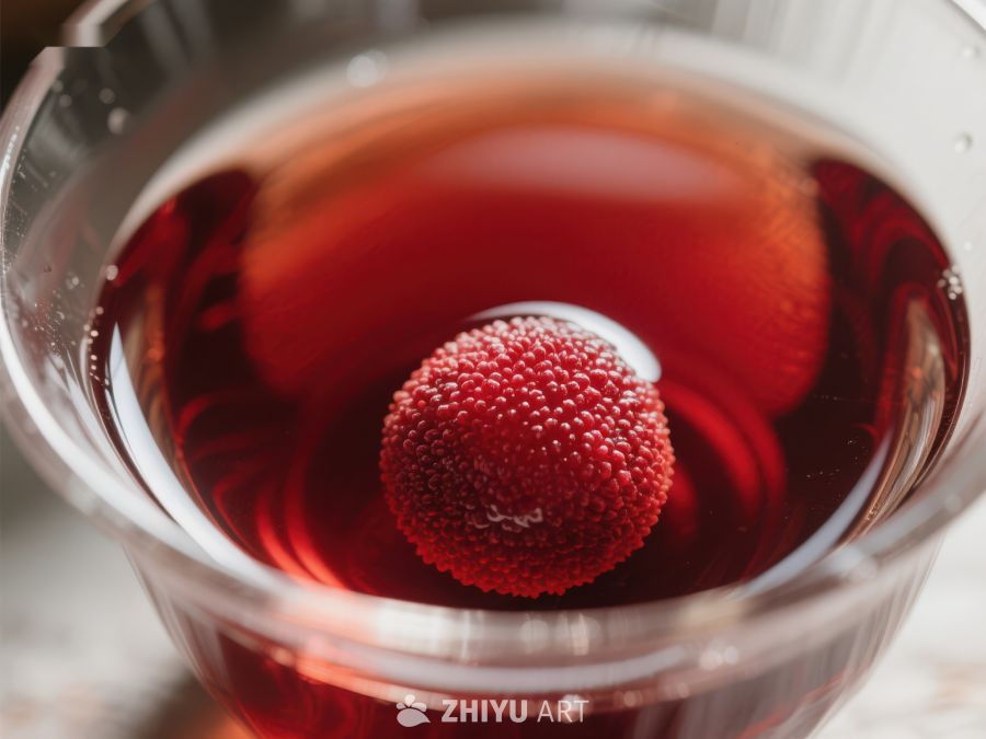 红色液体中的草莓装饰 178