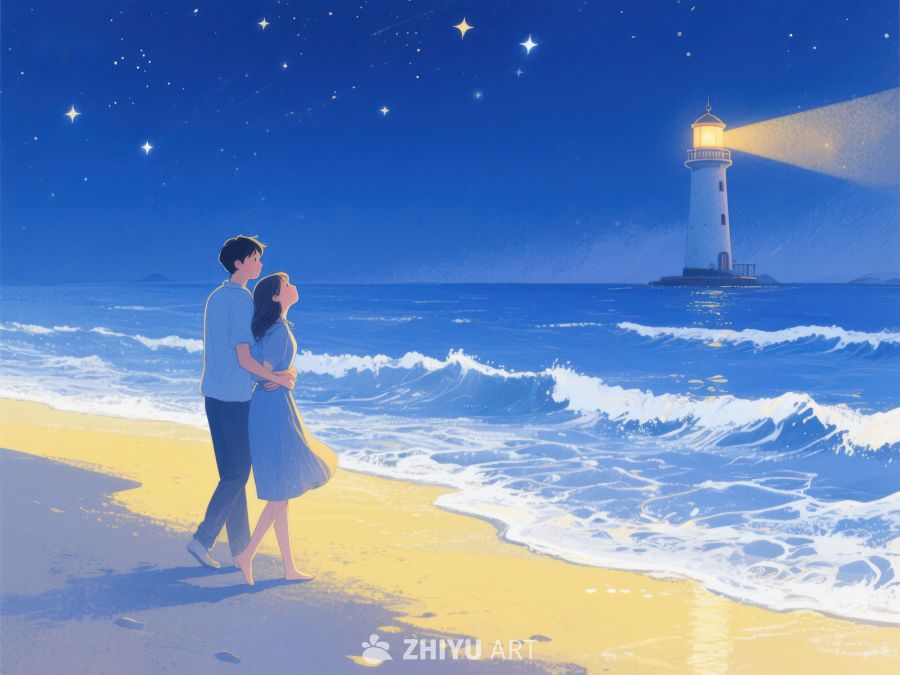 夜空下的海滩漫步 979