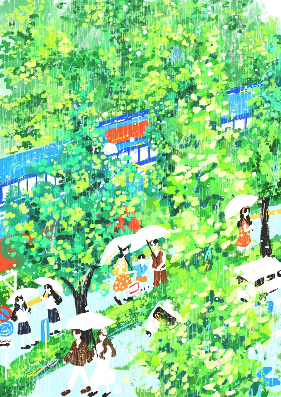 原创治愈插画作品素材四季节气节日自然 72