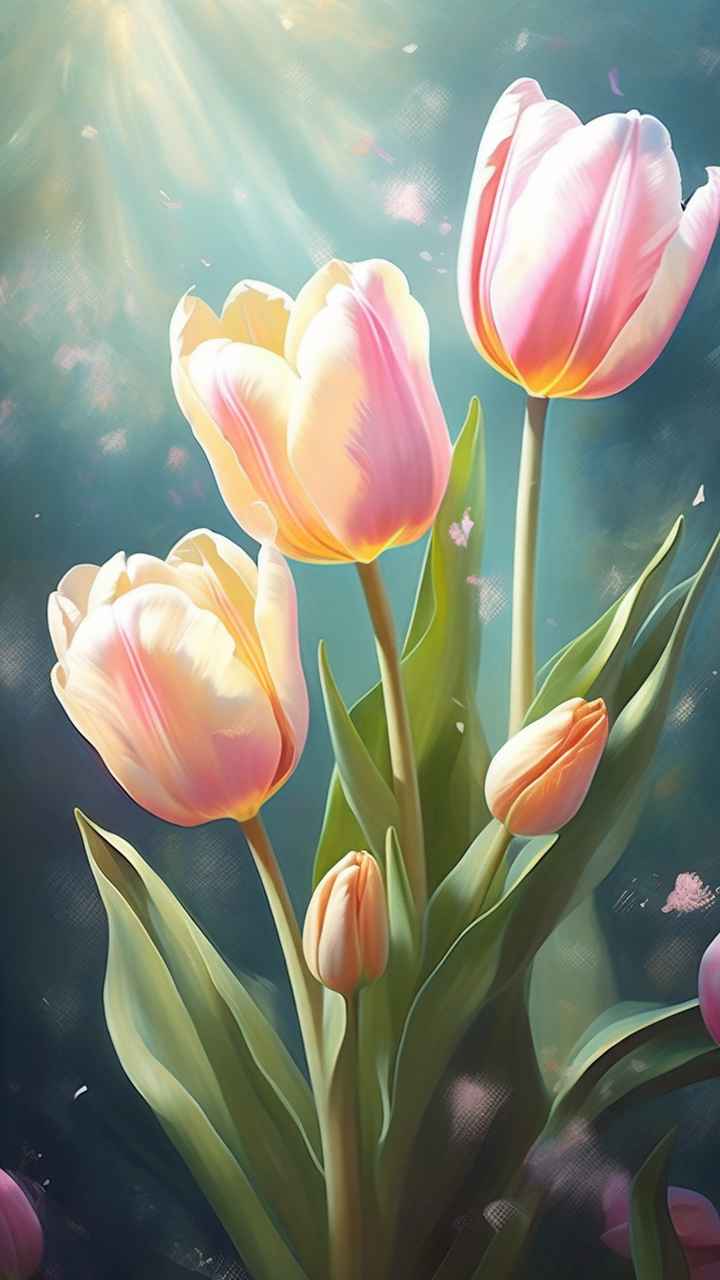 一个白色郁金香花束正在开放插画 60